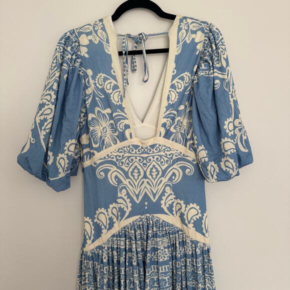 Farm Rio x Anthropologie Printed V-Neck Puff-Sleeve Maxi Dress - Picture 6 of 7